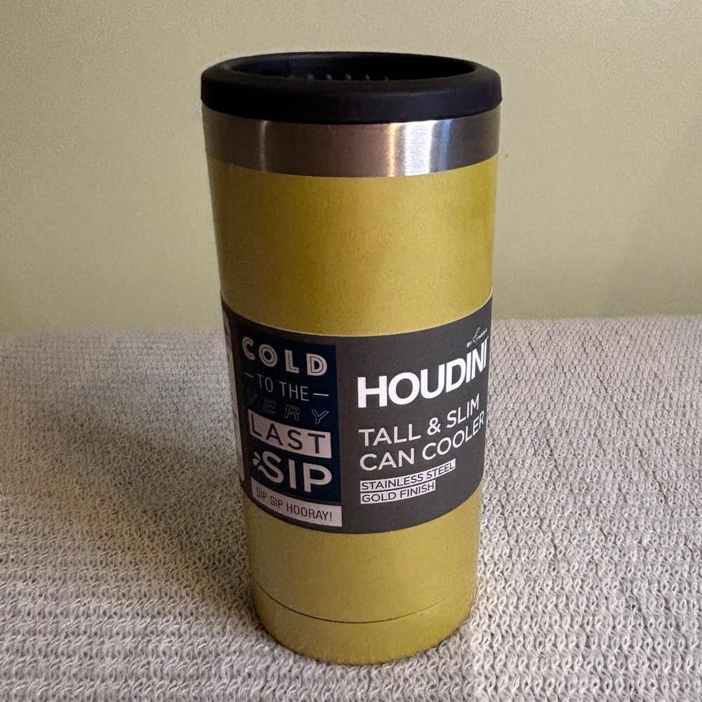 Houdini Yellow Tall Slim Can Cooler